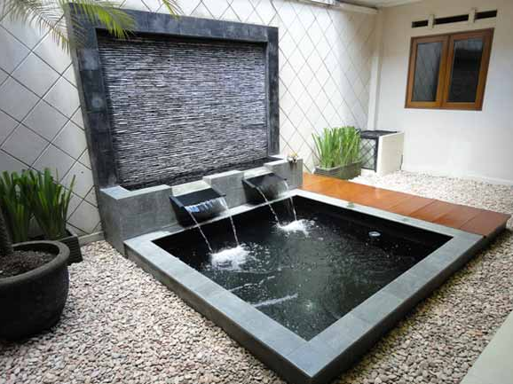 Desain Air Terjun Dinding untuk Rumah Minimalis Modern